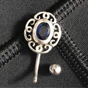 Belly  Button Ring 925 SAPPHIRE STERLING